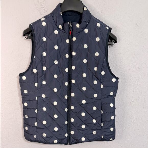 Unbranded reversible Navy Quilted Vest with White Dots Size M - Picture 1 of 6